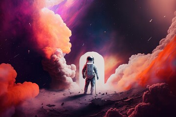 Poster - Astronaut.Beautiful magical, fantastic illustration. Mysterious magic. AI