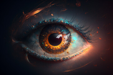 Wall Mural - Closeup of a beautiful colorful human eye, abstract concept