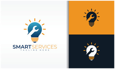 Wall Mural - Smart Service With Icon Bulb And Wrench