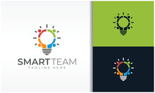 Teamwork Creative Idea Logo With Bulb Icon Symbol