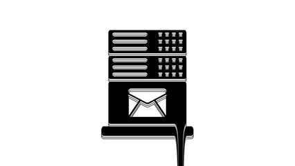 Canvas Print - Black Mail server icon isolated on white background. 4K Video motion graphic animation