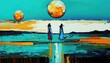 © QuietWord - two woman lover pray to the moon about her feeling, Generative Ai