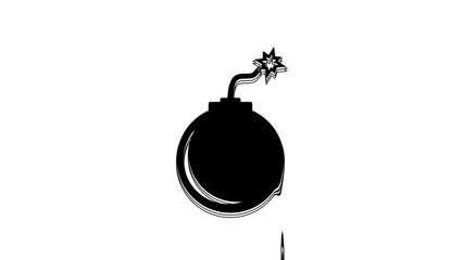 Poster - Black Bomb ready to explode icon isolated on white background. 4K Video motion graphic animation