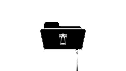 Poster - Black Delete folder icon isolated on white background. Folder with recycle bin. Delete or error folder. Close computer information folder sign. 4K Video motion graphic animation