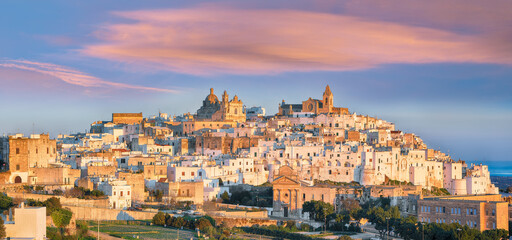 Wall Mural - Attractive view on Ostuni white town skyline and Madonna della Grata church