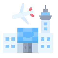 Poster - Airport Flat Multicolor Icon