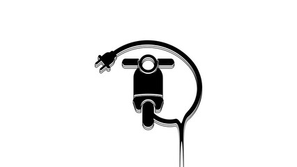 Canvas Print - Black Electric scooter icon isolated on white background. 4K Video motion graphic animation