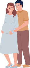 Poster - Happy husband showing affection to expectant wife semi flat color vector characters. Editable full body people on white. Simple cartoon style spot illustration for web graphic design and animation
