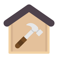 Sticker - House Construction Flat Multicolor Icon