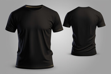 Mockup of a blank royal black tshirt isolated on white background, Generative AI