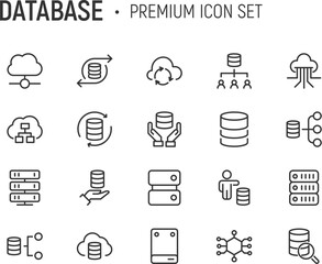 Poster - Linear icon set of database.