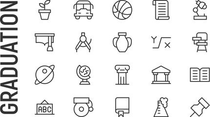 Poster - premium pack of graduation line icons.