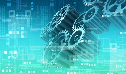 Poster - Cogwheel abstract technology background. 3d illustration