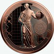 COPPER coin. Reverse, his effigy is made of straight and geometric lines, coin perfect circle