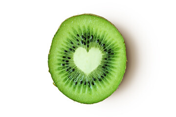 Canvas Print - Heart shaped kiwi on white background - Kiwi is good for heart health