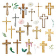 © SvetaArt - Watercolor crosses and floral, Easter religious symbol