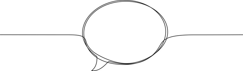 Wall Mural - continuous single line drawing of an empty speech bubble, line art vector illustration