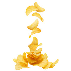 Wall Mural - Flying delicious potato chips cut out