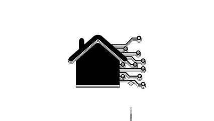 Poster - black smart home icon isolated on white background. remote control. 4k video motion graphic animatio