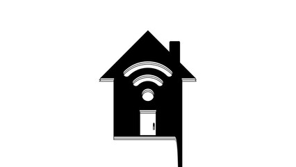Poster - black smart home with wi-fi icon isolated on white background. remote control. 4k video motion graph