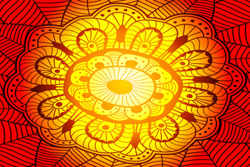 Poster - Abstract color hand drawn flower. Psychedelic colorful illustration with abstract flower.