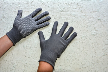 Gray work glove top view