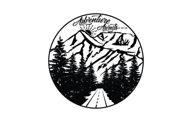 Adventure awaits mountain t shirt design