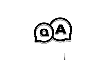 Poster - Black Speech bubbles with Question and Answer icon isolated on white background. Q and A symbol. FAQ sign. Chat speech bubble and chart. 4K Video motion graphic animation