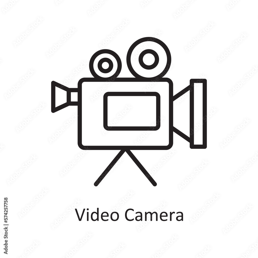 Video Camera Vector Outline icon Design illustration. Communication ...