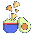 nachos with avocado dip icon