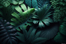 Plant And Leaves Background, Floral Tropical Pattern For Background