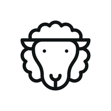 Sheep Head Isolated Icon, Sheep Breeding Linear Icon, Sheep's Wool Vector Icon With Editable Stroke.