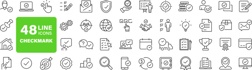 check mark set of web icons in line style. approve icons for web and mobile app. approve, check mark