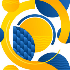 Poster - Seamless pattern with blue and yellow segments 