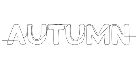 Poster - One continuous line of Autumn word. Thin Line Illustration vector concept. Contour Drawing Creative ideas.