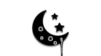 Poster - Black Moon and stars icon isolated on white background. 4K Video motion graphic animation