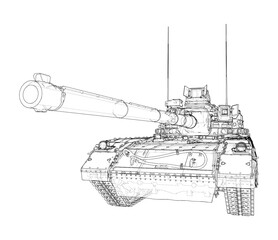 Wall Mural - Tank on white background