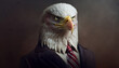 Portrait of a eagle in business suit on isolated background. Generative AI