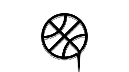 Sticker - Black Basketball ball icon isolated on white background. Sport symbol. 4K Video motion graphic animation