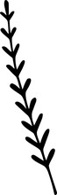 Doodle Branch. Floral Png Element, Flourish Divider Or Border. Doodle Hand Drawn Leave Or Flower. Floral Element For Decoration Of Text, Cards, Invitation. Foil Textured Design Element	
