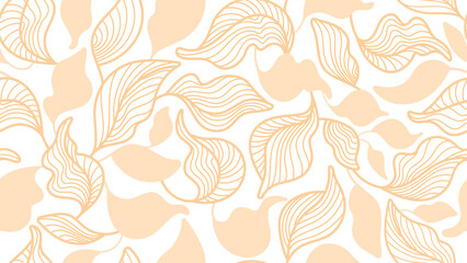 Wall Mural - Line golden leaves. Art vector seamless pattern