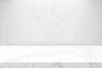 Aufkleber - Empty white marble table top on white wall countertop mock up banner abstract background for display your packaging or mockup design template
