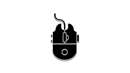 Poster - Black Computer mouse gaming icon isolated on white background. Optical with wheel symbol. 4K Video motion graphic animation