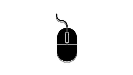 Poster - Black Computer mouse icon isolated on white background. Optical with wheel symbol. 4K Video motion graphic animation