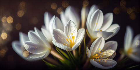 Wall Mural - Crocus Bud flower blooming in the beginning of spring. AI Generated