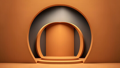 Wall Mural - Empty orange color mockup podium background spotlight studio 