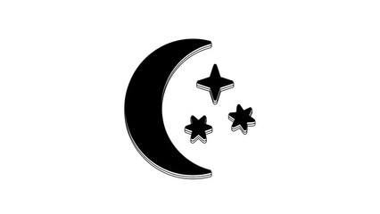 Poster - Black Moon and stars icon isolated on white background. 4K Video motion graphic animation