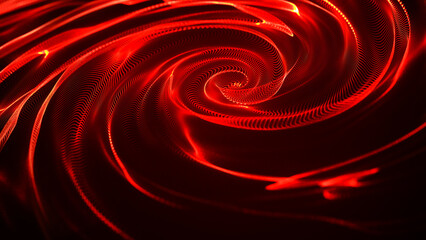Poster - Abstract background with connecting dots. Abstract point digital wave of particles. The whirlpool of red flames. Liquid vortex. Whirlpool. 3d.