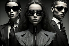 3 Women Wearing Matrix Fashion, Generative Ai