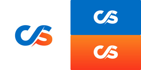 Poster - letter CS logo gradient blue orange vector